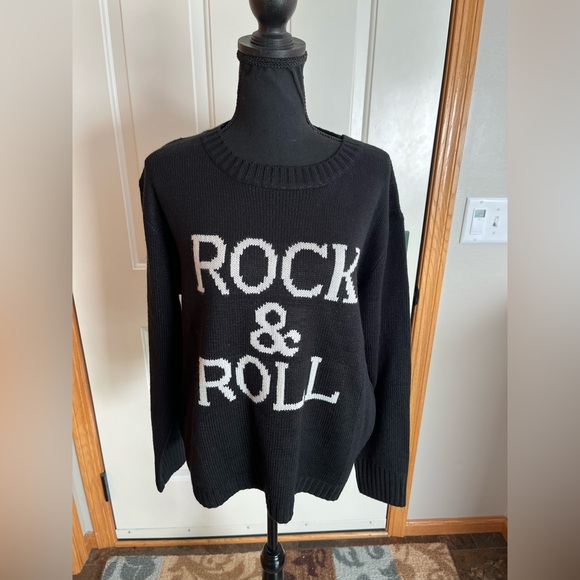 Women’s Panache black Rock &Roll pull over crew Indie goth punk sweater. Medium - Picture 1 of 15